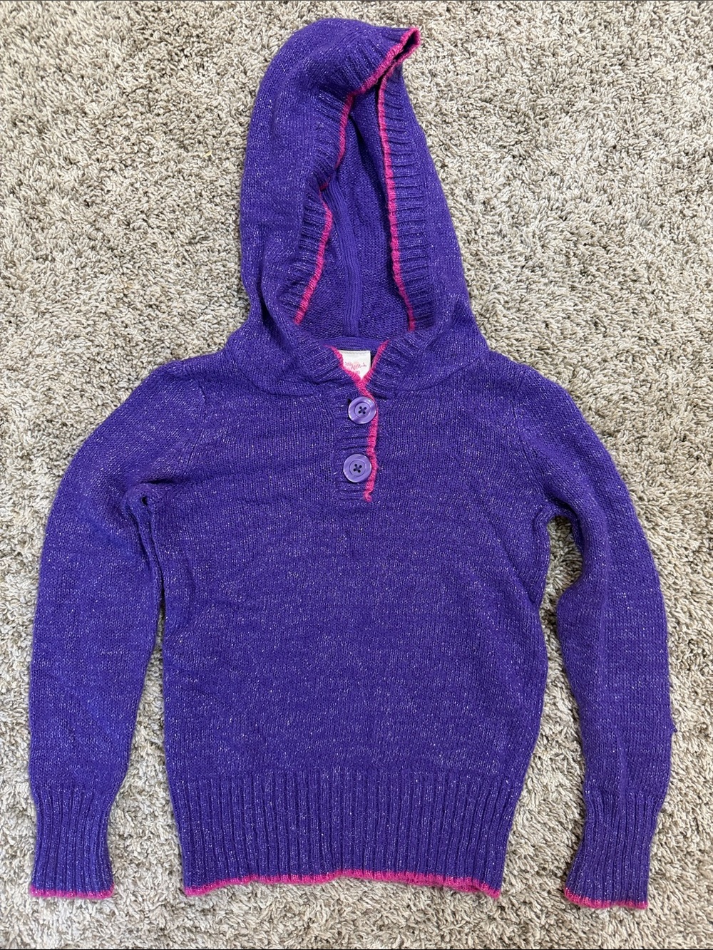 Little Miss Attitude Purple Hoodie Sweater with Pink Trim size S 4/5